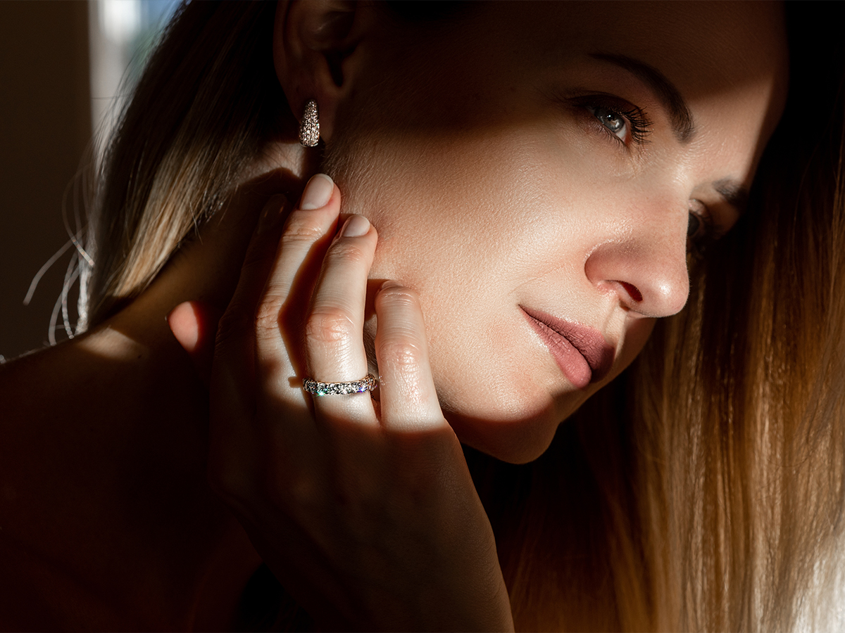 Close-up of woman with natural facial appearance after reconstructive surgery restoring facial structure