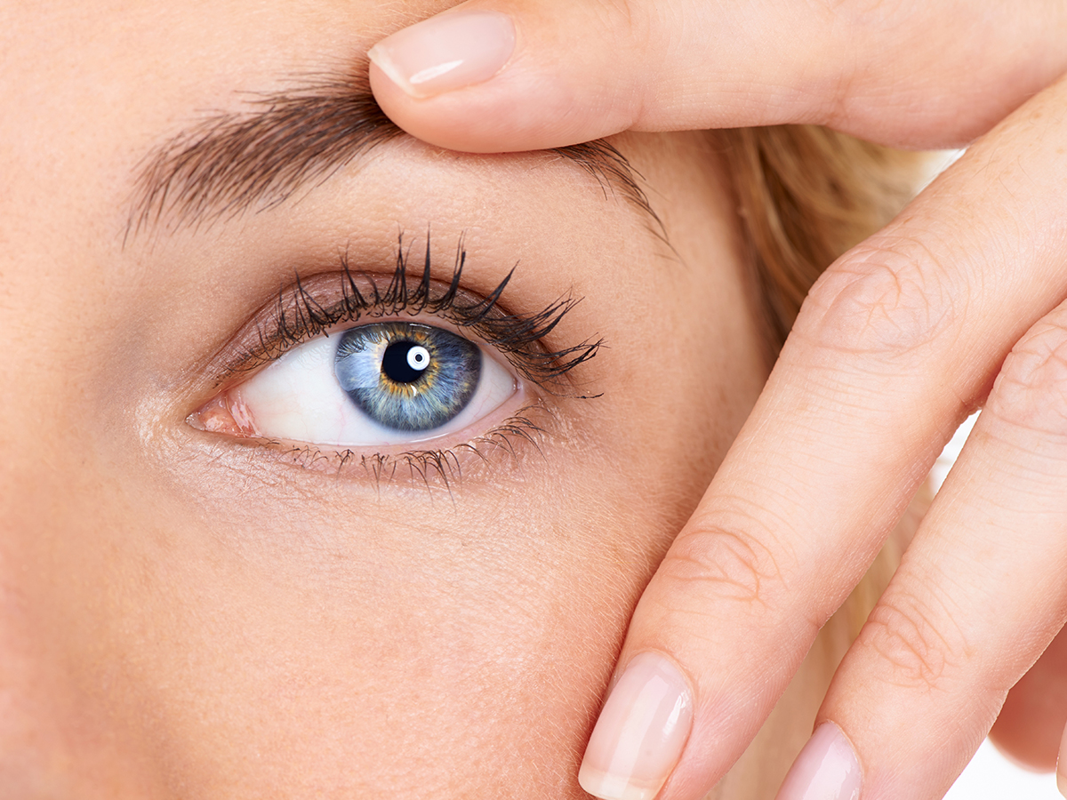 Close-up of eye with smoother under eye area after hyaluronic acid filler treatment