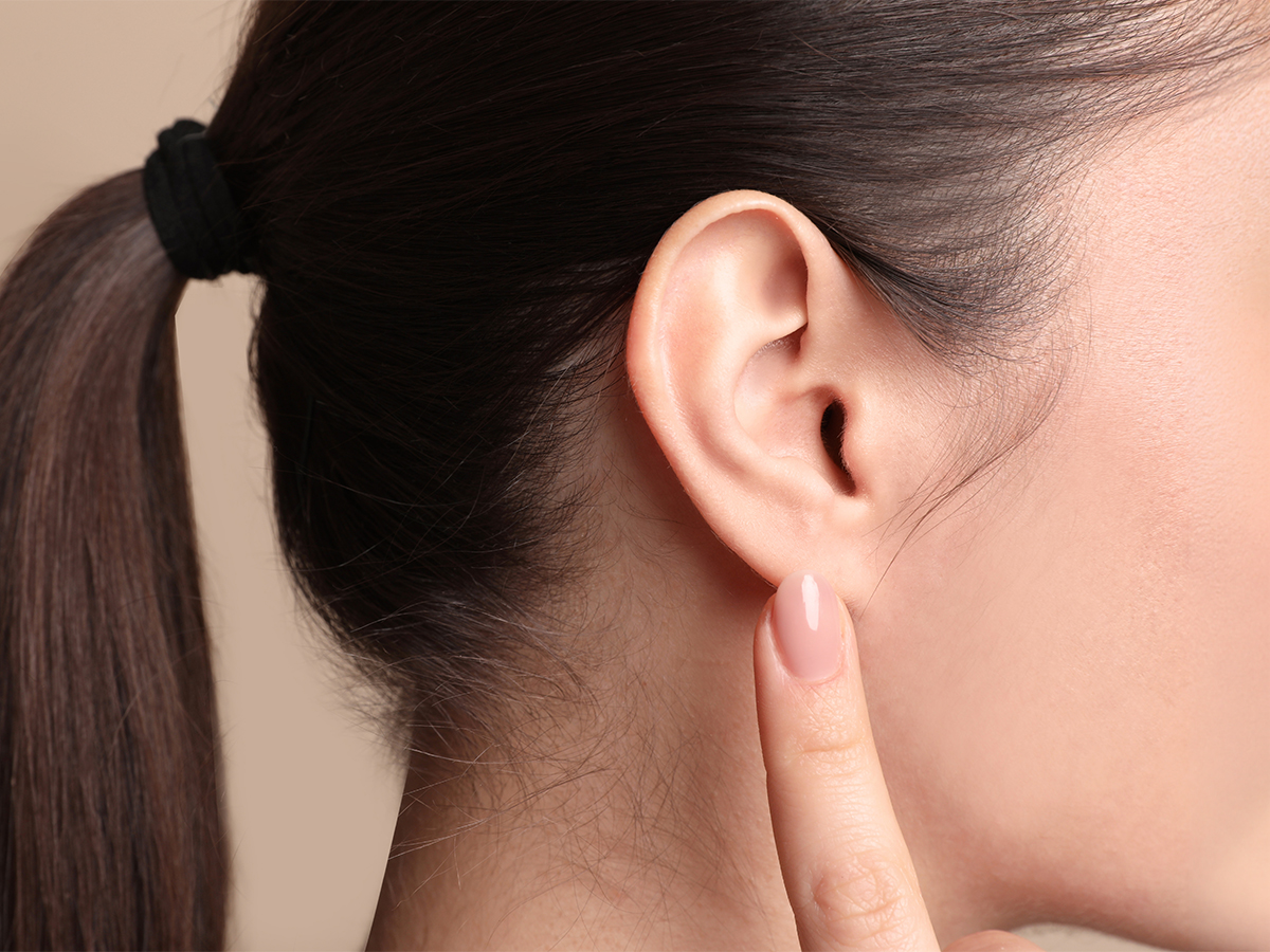 Close-up of ear showing improved shape and symmetry after otoplasty procedure in New Jersey