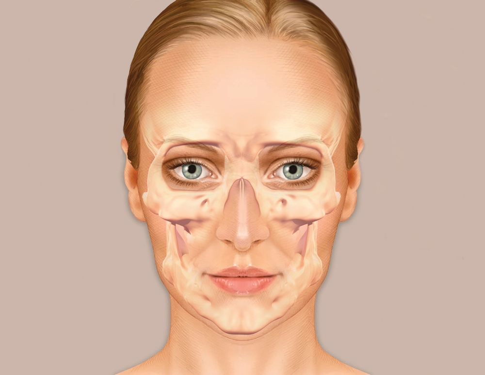 Illustration showing gradual facial aging changes influenced by skin changes and repeated expressions.